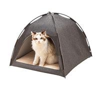 RiToEasysports Tente pour Chat avec Grand Espace Confortable (Grey) | Polyester respirant, Confortable pour les chats et les chiens, Utilisation toutes saisons, Conception à coins fixes
