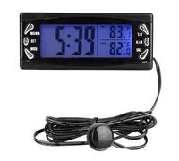 RiToEasysports Thermomètre Numérique de Voiture ABS, Horloge de Véhicule, Compteur de Température LCD 12 V avec Alarme, Double Affichage Intérieur et Extérieur de 14 à 158 Fahrenheit pour Voitures