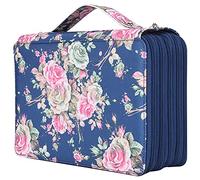 RiToEasysports Trousse à Crayons de Grande capacité, imprimé Rose, Multicouche, Portable, Fermeture éclair, Porte-Stylo, Rangement pour étudiants en Art ou Magasins de Papeterie (Fleur Rose sur Fond