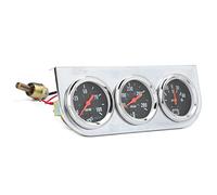RiToEasysports Universal 3-IN-1 Triple Gauge Set Water Temperature Temperature Oil Pressure Amp Memor pour les Voitures 12V, Metal Chrome Black Red, Haute sensibilité