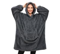 RITOSTA Pull Femme Sweat à Capuche Plaid Polaire à Manches Chaud Couverture à Capuche Hiver Oversize Hoodie Sweatshirt Doux Sweat a Capuche avec de Grandes Poches Cadeau Noel Gris Foncé