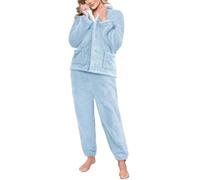 RITOSTA Pyjama Femme Hiver Polaire Ensembles de Pyjama Chaud Pyjama Set Doux Revers Pyjamas Manche Longue Vêtements de Nuit Loungewear avec Poches