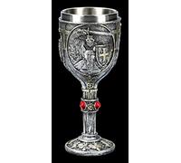 Ritter Fantasie Calice - First Knight Verres à Pied Vins, Coupe à Vin, Décoder L'Article, avec Insert en Acier Inoxydable, H 18 CM