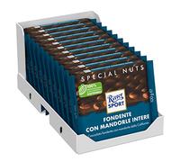RITTER SPORT-Amandes Entières- Tablette 100 g, Chocolat Noir -A emporter partout-Boite de 11 tablettes