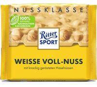 Ritter Sport Blanc Plein Noisette avec des noisettes entières et des crisps 100g