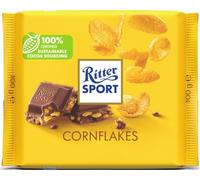 Nouveau design : flocons de croustillants chevalier sport 100 g, chocolat au lait crémeux avec flocons de maïs croustillants, chocolat de table intense avec expérience de croustillant chocolat