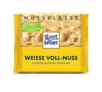 Ritter Sport Noix entière blanche 100 g, chocolat blanc avec noisettes entières, chocolat aux noix avec fine note vanille, plaisir extra croustillant et délicieux