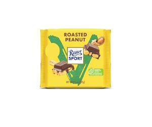 Ritter Sport Peanut rôti 100 g, chocolat végétalien à base d'amande avec des arachides grillées et salées croquantes.
