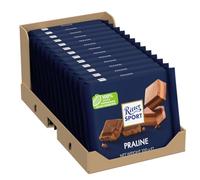 RITTER SPORT-Praliné Tablette 100 g, Chocolat au lait entier avec une garniture crémeuse de praliné premium-A emporter partout-Boite de 13 tablettes (L'emballage peut varier)