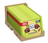 Ritter-Sport Tablettes Chocolat au lait éclats de pistaches torréfiées & salées 10% – Boîte de 10