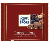 RITTER SPORT-Raisins Noisettes Tablette 100 g, Chocolat au lait -A emporter partout-Boite de 12 tablettes
