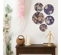 RITUALISTIC Lot de 5 assiettes murales à fleurs orientales pour décoration de la maison | Articles de décoration murale pour salon | Décoration murale en métal | Articles cadeaux pour femmes et hommes