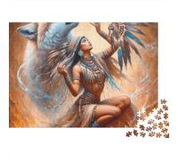 Rituel Chaman Amérindien Difficile Puzzle 1000 Pièces pour Adultes Femme Tribale Invoquant l'esprit du Grand Loup Blanc Premium Robuste Haute Qualité Vibrant Défiant Anti-Stress 70x50cm/1000pcs
