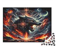 Rituel de Loup Mythique 1000 Pièces Carton Robuste Puzzle De Bricolage Collecteurs Défi du Jeu Éducatif Entraînement du Cerveau Belle Décoration 52x38cm/1000pcs