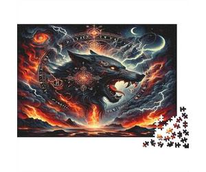 Rituel de Loup Mythique 1000 Pièces Carton Robuste Puzzle De Bricolage Collecteurs Défi du Jeu Éducatif Entraînement du Cerveau Belle Décoration 52x38cm/1000pcs