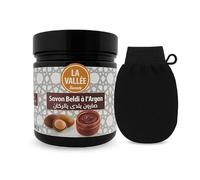 Rituel Hammam Marocain : Savon Noir à l’Huile d’Argan 200g + Gant Exfoliant Kessa | Soin Nourrissant & Purifiant pour Tous Types de Peau
