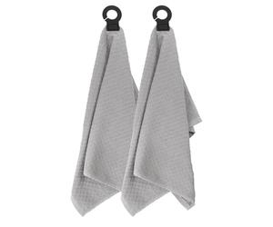 Ritz Lot de 2 Serviettes à Crochet et à Suspendre avec Crochet en Caoutchouc Permanent pour Cuisine, Salle de Bain, vestiaire, buanderie, Taille XL, 45,7 x 71,1 cm, Lavable en Machine, Titane