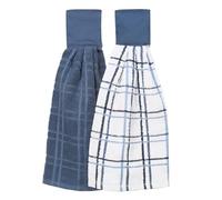 Ritz Lot de 2 Serviettes à Nouer 100% Coton à Suspendre, Bleu fédéral, Carreaux et Unis