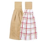 Ritz Lot de 2 Serviettes à Nouer 100% Coton à Suspendre, Couleur Unie et à Carreaux, Biscotti