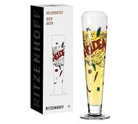 Ritzenhoff 1011013 Verre à bière 330 ml - Série Heldenfest, Motif n° 13 - Pour héros sur le barbecue - Rond - Fabriqué en Allemagne, Cuivre, Vert, Rouge, Noir