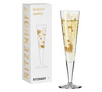 Ritzenhoff 1071032 Verre à champagne 200 ml Série Goldnacht n° 32 Motif orchidée avec or véritable Fabriqué en Allemagne, Doré, Rouge.