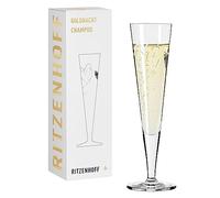 Ritzenhoff 1071035 Verre à champagne 200 ml - Série Goldnacht n° 35 - Motif cœur avec or véritable - Fabriqué en Allemagne, Blanc, Noir, Doré