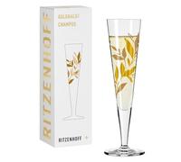 RITZENHOFF 1071047 Goldnacht Flûte à champagne 200 ml - Motif feuilles - Élégante pièce de design avec or véritable - Fabriqué en Allemagne