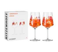 Ritzenhoff 2849001 Sommerrausch Lot de 2 verres à apéritif 500 ml Motif papillons Fabriqué en Allemagne, Orange/Rouge