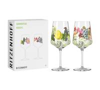 Ritzenhoff 2931019 Verre à apéritif 500 ml - Série rosée d'été - Motif oiseaux, fleurs - Made in Germany, Vert, Jaune, Rouge
