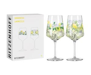 RITZENHOFF 2931021 Lot de 2 verres à limoncello 500 ml - Série Sommertau - 2 pièces pour apéritif avec motif Dolce Vita - Fabriqué en Allemagne