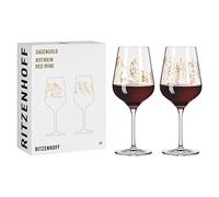 Ritzenhoff 3401001 Verre à vin rouge 500 ml - Série Sagengold N° 1 - Set de 2 verres avec motif mythologique, or véritable - Made in Germany