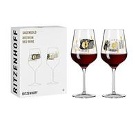 Ritzenhoff 3401002 Verre à vin rouge 500 ml - Série Sagengold n° 2 - Set de 2 verres avec motif de raisin, or véritable - Made in Germany