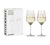 Ritzenhoff 3411001 Verre à vin blanc 300 ml - série Sagengold n° 1 - set de 2, motif mythologique, or véritable - Made in Germany
