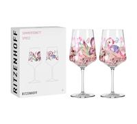 Ritzenhoff 3461008 Sommersonett Lot de 2 verres à apéritif 500 ml - Série Sommersonett - Motif feuilles, fleurs - Fabriqué en Allemagne, Rose, Violet, Vert