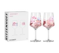 Ritzenhoff 3461009 Sommersonett Lot de 2 verres à apéritif 500 ml - Série Sommersonett - Motif prairie fleurie - Fabriqué en Allemagne, Rose, Violet, Rose