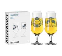 Ritzenhoff 3471004 Verre à bière 300 ml - Set de 2 - Série Brauchzeit, Set N° 4 - Motif mer, gris et bleu - Made in Germany