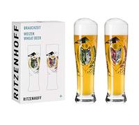 Ritzenhoff 3481002 Verre à bière de blé 500 ml - Set de 2 - Série Brauchzeit Set N° 2-2 pièces avec impression numérique multicolore