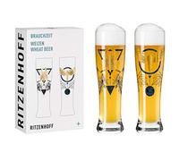 Ritzenhoff 3481003 Verre à bière de blé 500 ml - set de 2 - série Brauchzeit set n° 3-2 pièces avec impression numérique multicolore