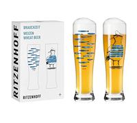 Ritzenhoff 3481007 Verre à bière de blé de 500 ml - Lot de 2 - Série Brauchzeit Set Nr. 7 - 2 pièces avec impression numérique multicolore