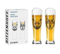 Ritzenhoff Verre à bière de blé 3481008 – Série Brauchzeit 500ml, motif animal or et noir – Set de 2