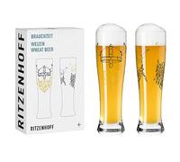 Ritzenhoff 3481009 Verre à bière de blé 500 ml - set de 2 - série Brauchzeit - motif viking, or - Made in Germany