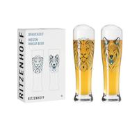 RITZENHOFF 3481015 Lot de 2 verres à bière de blé 500 ml - Série Brauchzeit - 2 pièces avec motifs d'animaux sauvages - Fabriqué en Allemagne