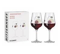 Ritzenhoff 3601002 Verre à vin rouge 500 ml - Série Sommerwendtraum Set N° 2, 2 pièces avec cercles aquarellés - Made in Germany