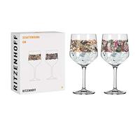 Ritzenhoff 3691002 Verre à gin 700 ml - série Schattenfauna Set N° 2-2 pièces, Leopard & Eule - Made in Germany