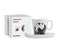 Ritzenhoff 3721001 Tasse à expresso 95 ml - série Genussklasse N° 1 - set avec soucoupe, en porcelaine - pièce de designer