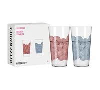 Ritzenhoff 3861003 Lot de 2 gobelets universels 400 ml Série Allround n° 3 avec motif assorti Fabriqué en Allemagne, Bleu/Rouge