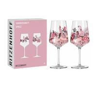 RITZENHOFF 6011003 Lot de 2 verres à apéritif 500 ml - Série Sommersonett - Motif cacatoès - Fabriqué en Allemagne, Rose, Gris.