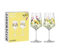 RITZENHOFF 6041005 Lot de 2 verres à apéritif 500 ml - Série rosée d'été - Pour pulvérisation, Schorle - Motif citron - Fabriqué en Allemagne, Jaune, Vert, Rose