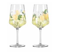 RITZENHOFF 6041006 Lot de 2 verres à limoncello 500 ml - Série Sommertau - 2 pièces pour apéritif - Motif citron coloré - Fabriqué en Allemagne