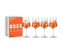 RITZENHOFF 6051004 Sommerrausch Lot de 4 verres à apéritif 500 ml - Série Sommerrausch - Motif plantes tropicales - Fabriqué en Allemagne - Orange